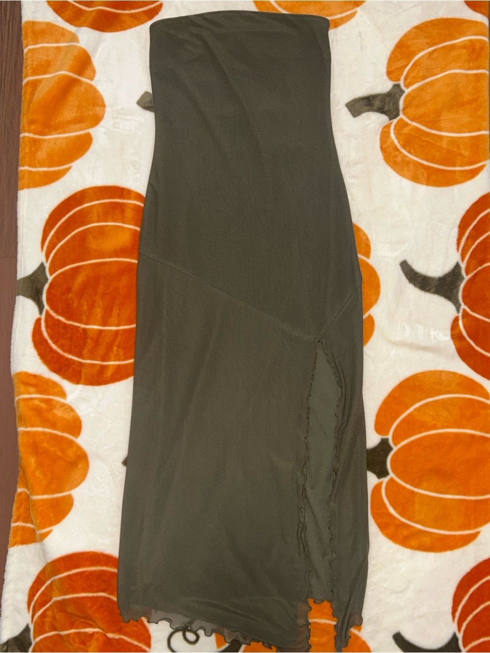 Urban Outfitters Olive Green Strapless Maxi Dress